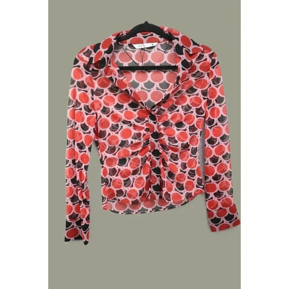 Zara Sheer‎ Button Down Blouse-Size Small